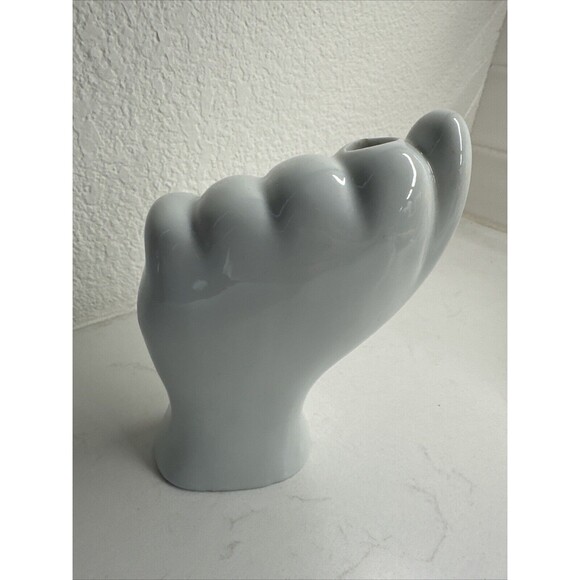 VTG Porcelain White Left Hand Toothbrush Pen Candle Holder Gift Artsy Modern - Picture 3 of 12